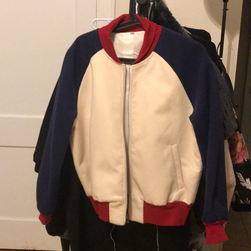 vintage mood color block jacket bomber